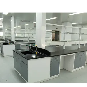 Bangku lab furnitur laboratorium standar US dengan wastafel untuk Laboratorium Kimia