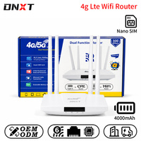 Router Wifi DNXT 4g Lte LTE Cat4 2.4GHz Wifi 6 Router 4000mAh 300Mbps Modem 4g WAN/LAN Tipe-C Modem Usb 4g Lte Untuk Penggunaan di Rumah