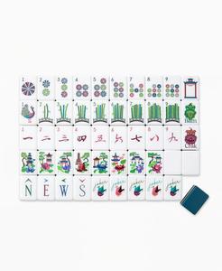 Juego de Mahjong Azul Marino para Mujer - Fichas Florales Azul Claro, Confeti Multicolor, Una Sola Capa, Juego de Lujo Personalizado para Dama - Product Image 4