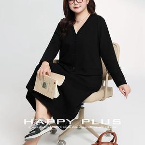 รันฉีชุดเสื้อสเวตเตอร์คอวีและกระโปรงทรงเอสำหรับผู้หญิงไซส์พลัส สีพื้น ผ้าถัก สวมใส่สบายๆ ทรงหลวม สำหรับผู้ใหญ่ - Product Image 3