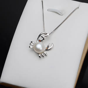 Colgante de Plata S925 con Forma de Cangrejo y Perla Grande de 10-11 mm, Accesorio de Joyería DIY, Colgante para Collar con Bandeja Vacía 635 - Product Image 4