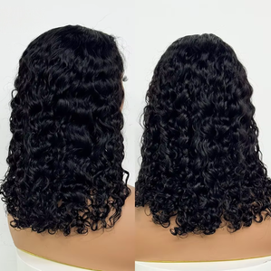 Perruques <span class=keywords><strong>de</strong></span> <span class=keywords><strong>cheveux</strong></span> humains <span class=keywords><strong>bouclés</strong></span> crépus 1B, perruques à fermeture en dentelle 4x4 pour femmes, pré-épilées avec <span class=keywords><strong>cheveux</strong></span> <span class=keywords><strong>de</strong></span> bébé, perruque bob bouclée Jerry vierge birmane - Product Image 1