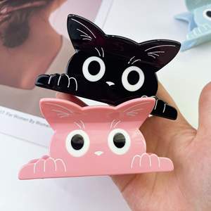 Nouvelles grandes pinces à cheveux en acétate de 10 cm pour femmes et filles, motif <span class=keywords><strong>chat</strong></span> et requin de dessin animé, style coréen, vente en gros - Product Image 4