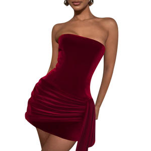 Vestido de Noche Sexy sin Tirantes de <span class=keywords><strong>Terciopelo</strong></span> Antiestático para <span class=keywords><strong>Mujer</strong></span>, Estilo Europeo Americano 2025, Nuevo Estilo Otoñal, Elegante, Ajustado, Corto - Product Image 5