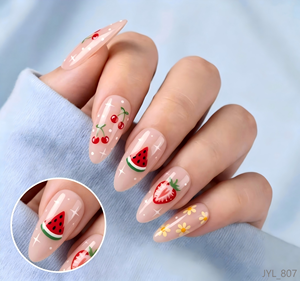 <span class=keywords><strong>Faux</strong></span> Ongles à Presser en Gel ABS OEM Personnalisés, Dégradé Floral Rose, Motifs Cerise, Pastèque, <span class=keywords><strong>Fraise</strong></span>, Vente en Gros - Product Image 1