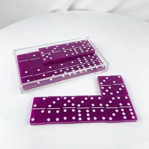 2024 nouveaux enfants jouet acrylique Domino jeu ensemble de 28 pièces avec boîte de rangement en acrylique transparent