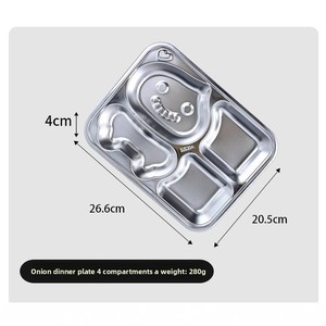 Benutzer definiertes Logo 304 Edelstahl Cartoon Essteller Lebensmittel qualität Verdickte Serviert eller Geteilter Abschnitt Kantine Mittags tablett - Product Image 4