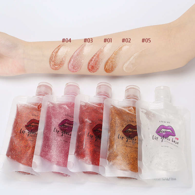 Gel labial brillante con logotipo de marca privada, cosmético a granel, Vegano, limpieza, impermeable, cegador, bolsa de brillo de labios empaquetada