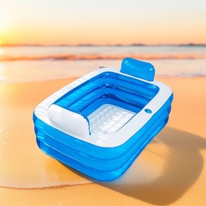 PVC <b>Inflatable</b> Swimming Pool with Backrest 63*47*23.5 Inch <b>Bath</b> Tub for Adults Outdoor Indoor Freestanding Foldable Spa Tub - Product Image 5