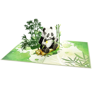 Tự làm handmade Panda Cảm ơn bạn thẻ OEM giấy khắc kỳ nghỉ phước lành món quà gấp Pop Up thẻ sinh nhật Panda 3D thiệp chúc mừng - Product Image 5
