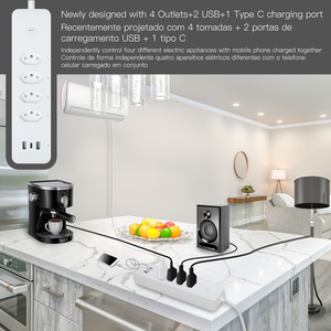 Tira de enchufe de pared brasileña MOES WiFi Smart Power con 2x1 + USB, control dividido de 10 amperios, aplicación Smart Life Tuya - Product Image 2