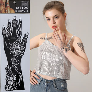 <span class=keywords><strong>Pochoir</strong></span> indien Mehndi réutilisable bricolage personnalisé OEM autocollants de tatouage au <span class=keywords><strong>henné</strong></span> pour main et poignet pour le corps amélioration temporaire de la beauté - Product Image 3