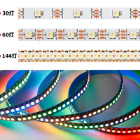 Bande LED numérique adressable SK6812 DC5V RGBW 4-en-1 Pixels/M RGB Blanc Chaud Couleurs Rêves SPI 60 144