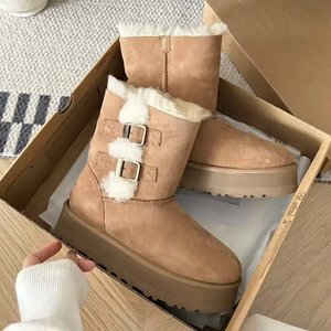 Botas de Nieve Cálidas de Invierno 2025 para Mujer, Marca Famosa, Suela Plana, Botas de Nieve de Caña Alta, Cómodas, de Cuero Genuino, Zapatos para Exteriores - Product Image 6