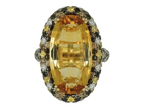 Anillo de Boda de Oro Puro de 18K con Diamante Moissanita Amarillo Fantasía y Diamante Ovalado - Product Image 3