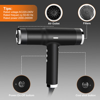 Sèche-cheveux professionnel 3 en 1 sans pales Revair à air inversé ionique négatif à haute vitesse, ensemble de sèche-cheveux Secador De Cabello