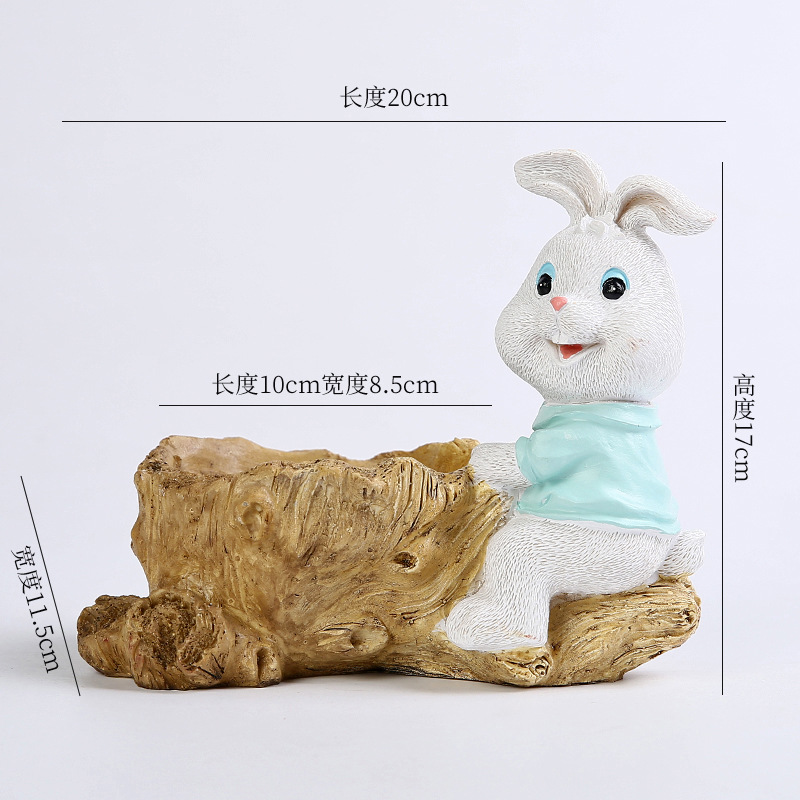 Pot de piquet en bois de lapin-vêtements bleus