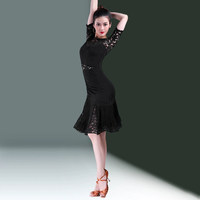 Costume de danse latine pour adulte, nouveau style, justaucorps de pratique de danse, robe d'été sexy en dentelle pour femme, coupe ajustée, pour performance