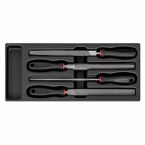 Ensemble de 5 limes Usag 519/990AB1, 250 mm, qualité industrielle, bord plat droit, poignée ambidextre - Product Image 1