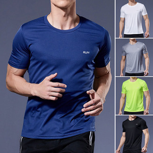 T-shirt de course pour homme en polyester de haute qualité, séchage rapide, col rond, vêtements d'entraînement, vêtements de sport, hauts de sport - Product Image 3