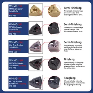 CNC-Herramientas de torneado de carburo de tungsteno, insertos de procesamiento de acero inoxidable, WNMG080408