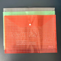Tas Transparan Jaring Plastik untuk Dokumen, Kantong Penyimpanan File dengan Kancing Tekan untuk Alat Tulis Kantor Sekolah