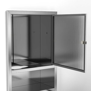 ถังขยะสแตนเลสพร้อมช่องเก็บกระดาษชำระพร้อมถังขยะแบบใช้มือ SUS304ใช้ในเชิงพาณิชย์ติดผนัง - Product Image 4