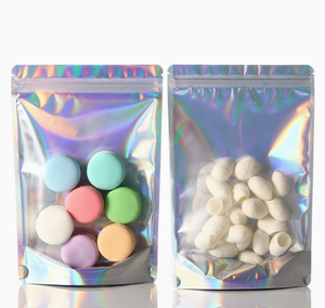 Holographic Types Stand up Pouch with clear Front Ziplock Doypack Pouch Mylar <b>Bag</b> with <b>Transparent</b> Front - Product Image 2