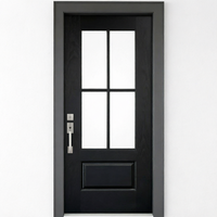 Porte intérieure en bois massif avec vitres texturées givrées, porte de chambre moderne en bois pour maison
