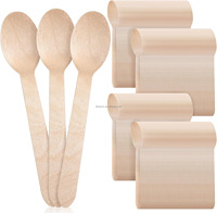 Ensemble de couverts jetables biodégradables en vrac écologiques Style simple couteau en bois fourchette cuillère ustensiles papier emballé