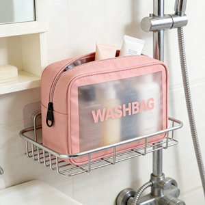 Wholesale Custom Clear Pink Waterproof <b>Make</b> <b>up</b> <b>Pouch</b> Washbag Transparent PVC Zipper Cosmetic Toiletry Bag for Women and Girls - Product Image 4