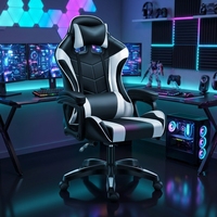 Chaise de Gaming Ergonomique Noire et Blanche en Cuir PU Style Racing avec Appui-tête et Coussin Lombaire Réglables, Inclinable et Pivotante – Vente en Gros Usine