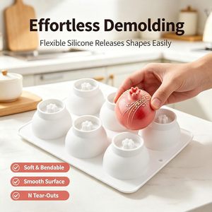 Molde de silicona para granada de 6 cavidades, molde para hornear con forma de fruta 3D, molde de silicona de calidad alimentaria para pastel de mousse, pudín de gelatina de chocolate - Product Image 3