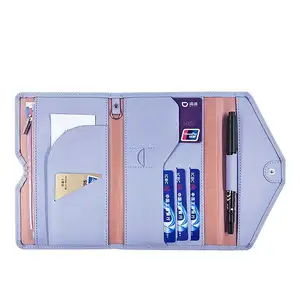 Rfid Multi-Functional Long Passport Bag Pu Leather Ticket Document Wallet Men's And Women's Travel Abroad Passport Holder