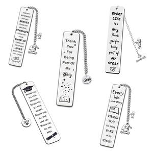 Индивидуальная лазерная печать логотипа металлическая нержавеющая сталь День Рождения Выпускной драгоценный камень инкрустированный книжный маркер - Product Image 1