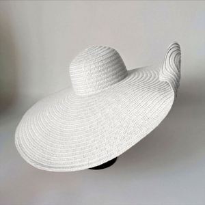Chapeau de paille vintage haut de gamme écologique à large bord, pliable, pour les vacances à la plage, unisexe pour adultes - Product Image 2