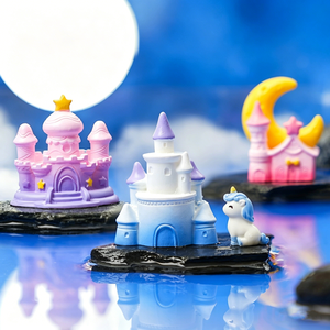 Figurines en résine 3D personnalisées, étoiles, lunes, châteaux, petites maisons, accessoires décoratifs DIY, micro-paysages - Product Image 1
