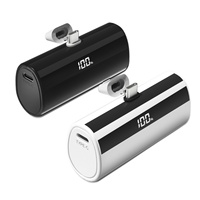 Mini Llavero Personalizado con Batería Portátil de Li-Polímero de 5000mAh, Carga Rápida de 10W, Diseño Ultra Delgado, Cable Tipo-C, Pantalla LED