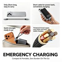 Câble court tressé magnétique 20 cm 240W PD3.1 Type-C avec puce E-Marker pour charge rapide et transfert de données pour téléphone, tablette, ordinateur portable