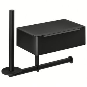 High Quality SUS304 Stainless Steel Waterproof Bathroom Black Wall Mounted Tissue Box Toilet Paper <b>Roll</b> Holder with Phone Shelf - Product Image 6