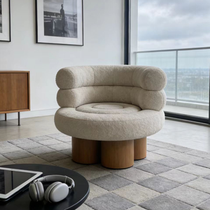 <span class=keywords><strong>Fauteuil</strong></span> individuel minimaliste italien, style nordique, en laine d'agneau blanche, avec accoudoirs en métal, <span class=keywords><strong>fauteuil</strong></span> de salon, coussin en éponge pour salon, chambre à coucher - Product Image 2