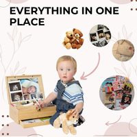 Boîte à souvenirs pour bébé avec 5 objets commémoratifs supplémentaires, boîte à souvenirs en bambou pour bébés filles et garçons