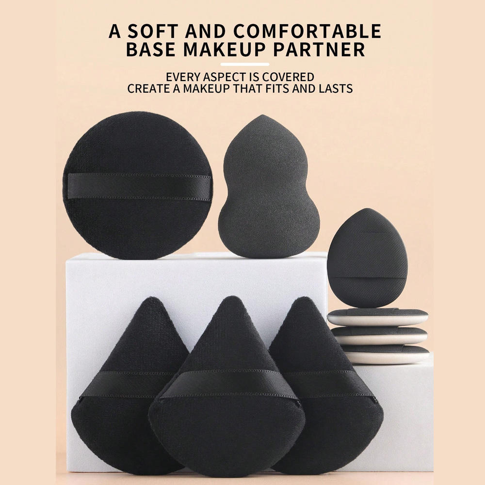 6pcs-powder puff-black