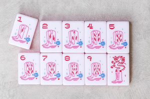 Juego de Mahjong Acrílico de Lujo, Color Rosa, Ecológico, Portátil, Estilo Vaquero Occidental, con Patas Plegables para 4 Jugadores, Kit de Juego de Ocio - Product Image 5