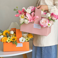 Boîte à gâteau carrée transparente personnalisée avec logo, en carton ondulé, avec poignée, emballage cadeau pour fleurs, avec finition mate