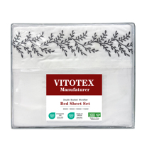 Parure de draps de luxe 4 pièces pour hôtel, doux et rafraîchissants, unis, avec poches profondes jusqu'à 16 pouces - Ensemble de draps blancs taille King