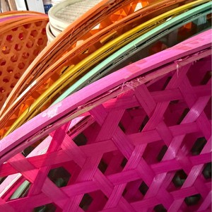 Bamboo Weaving Round Tray With Hexagonal Holes For Diy Painting And Writing Craft Art Decorative Use - Product Image 2