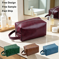 Trousse de Toilette Homme en Cuir Personnalisée avec Logo – Trousse de Voyage pour Rasage et Cosmétiques – Cadeau Fête des Pères pour Papa