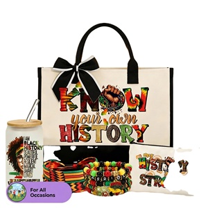 Set de Regalo Juneteenth, Mes de la Historia Negra, Conoce Tu Propia Historia, Bolsa de Lona, Vaso de Vidrio para Recuerdos de Fiesta - Product Image 2