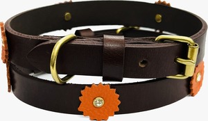 Haustier ปลอกคอสุนัขหนังสีเบจสีทึบอุปกรณ์ฝึกสุนัขบุนวมนุ่มอุปกรณ์เสริมสำหรับสัตว์เลี้ยงที่ได้รับความนิยมใหม่อย่างยั่งยืน - Product Image 4